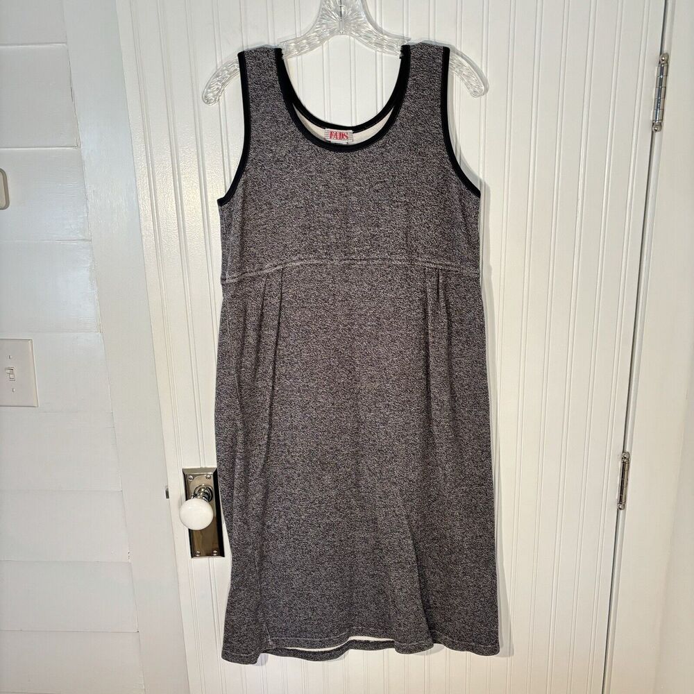 Rare Vintage FADS 100% Cotton Heavy Sweater Dress Size PM Grey And Black